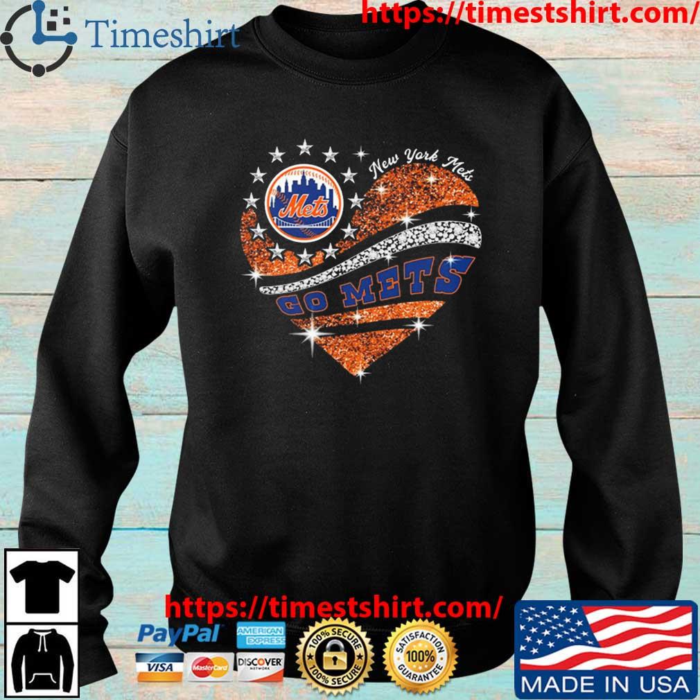 Go Mets Baseball Orange Glitter Heart 2023 Shirt