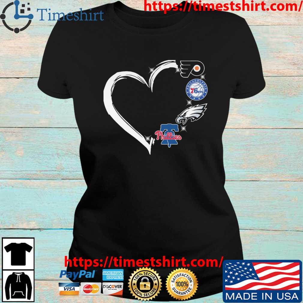 Heart Philadelphia Flyers Philadelphia 76ers Philadelphia Eagles And  Philadelphia Phillies shirt, hoodie, sweater, long sleeve and tank top