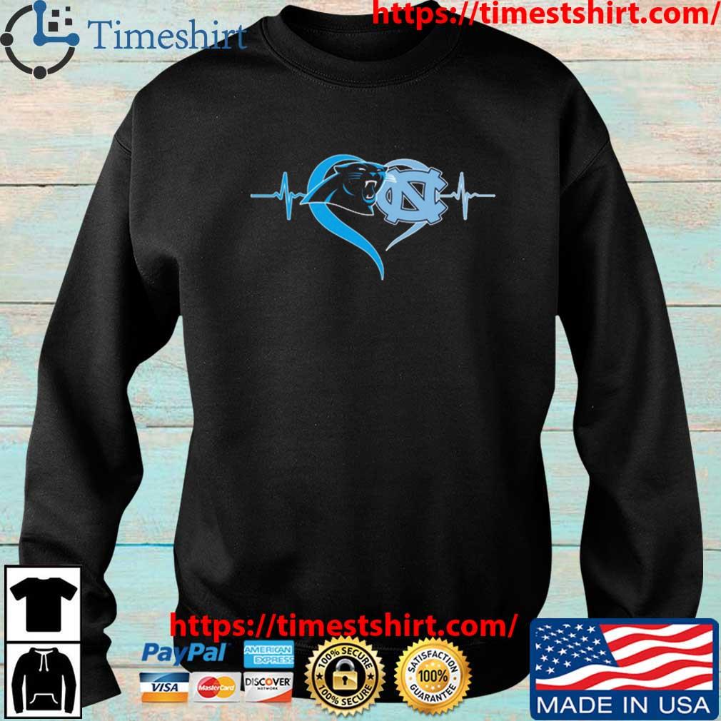 Heartbeat Carolina Panthers And North Carolina Tar Heels shirt, hoodie,  sweater, long sleeve and tank top