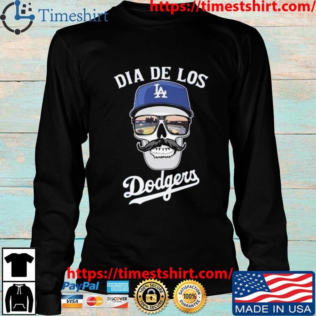 Dia de los dodgers skull shirt, hoodie, sweater, long sleeve and tank top