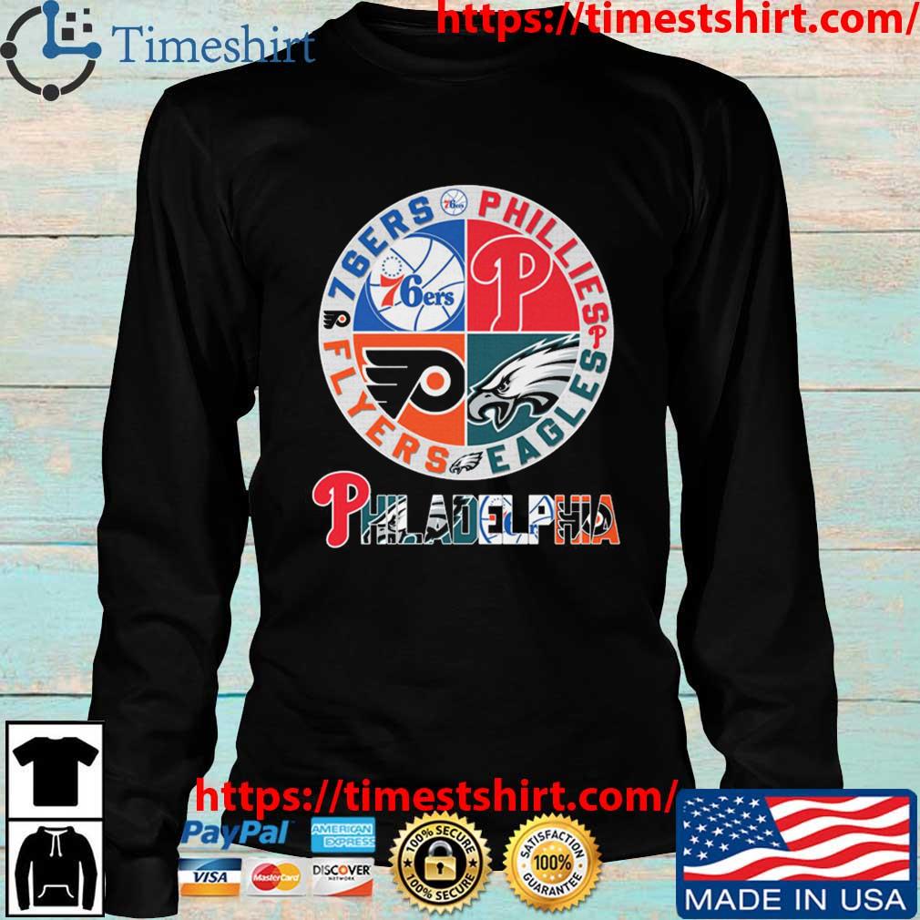 Philadelphia sports team eagles phillies flyers 76ers logo 2023 shirt,  hoodie, longsleeve, sweatshirt, v-neck tee