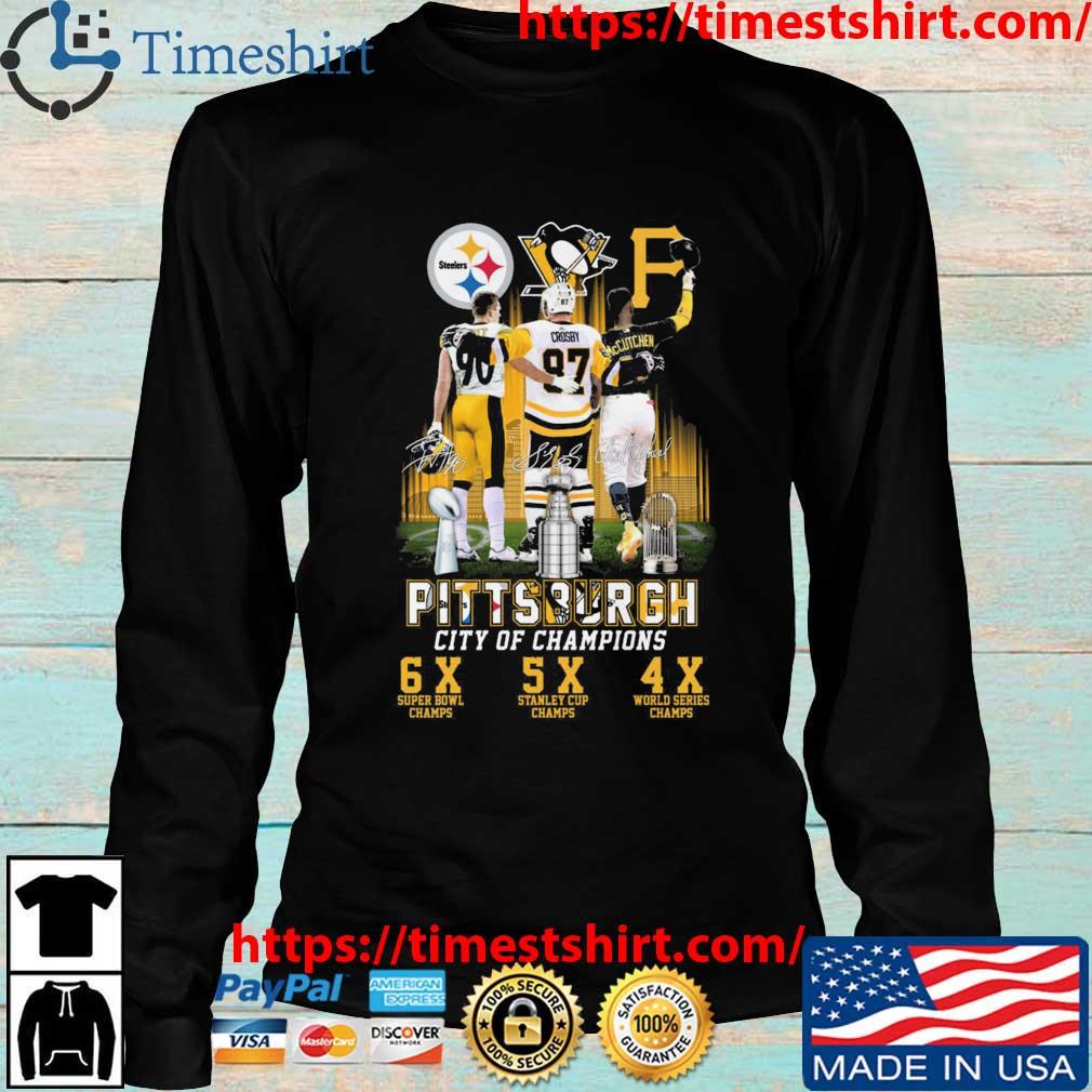 Product pittsburgh city of champions Steelers penguins pirates shirt,  hoodie, sweater, long sleeve and tank top