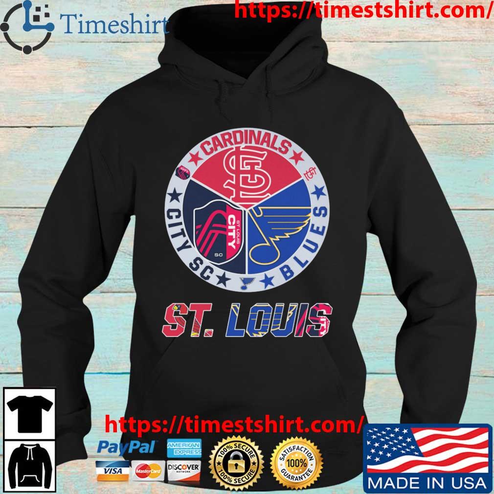St. Louis Cardinals St. Louis Blues St. Louis City SC 3 teams sports logo  shirt, hoodie, sweater, long sleeve and tank top