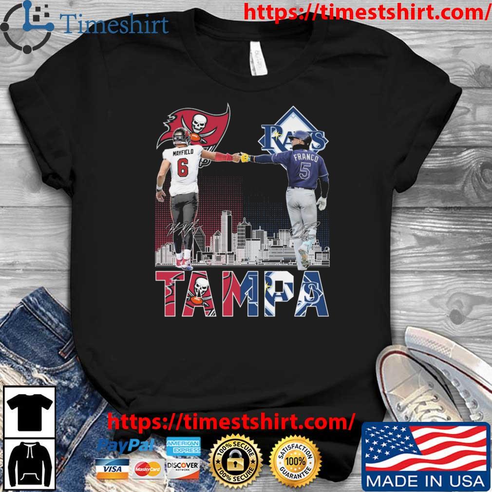 Tampa Sports Tampa Bay Buccaneers Baker Mayfield And Tampa Bay Rays Wander  Franco Signatures shirt, hoodie, sweater, long sleeve and tank top