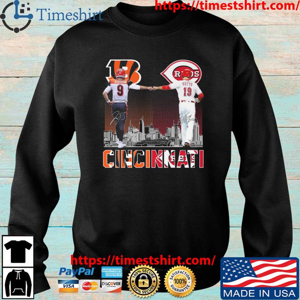 Official Cincinnati Sports Skyline Bengals Joe Burrow And Reds Joey Votto  Signatures shirt, hoodie, sweater, long sleeve and tank top