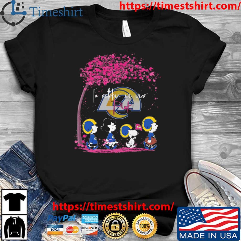 Peanuts Characters Los Angeles Rams In October We Wear Pink Fall shirt,  hoodie, sweater, long sleeve and tank top