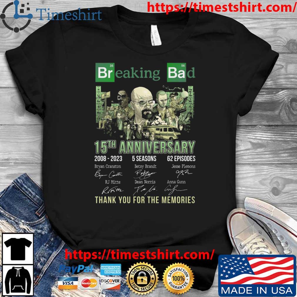 Breaking Bad 15th Anniversary 2008-2023 Thank You Memories Signatures t-shirt