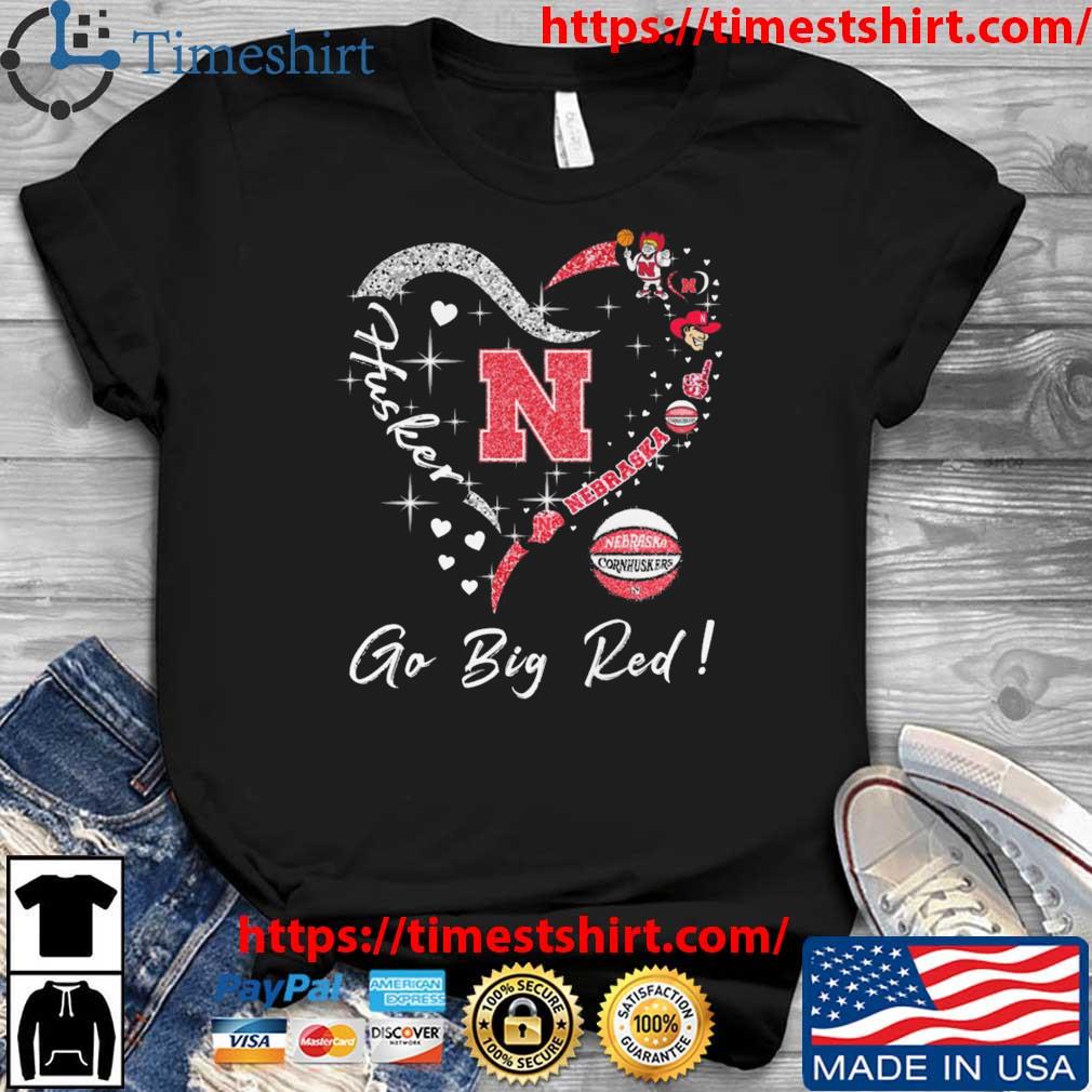 Nebraska Huskers Go Big Red Diamond Heart t-shirt