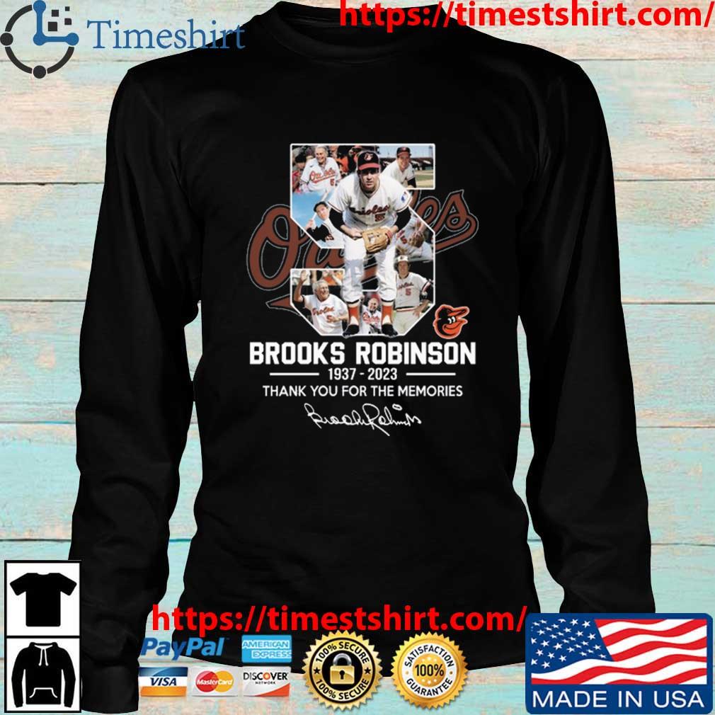 Brooks Robinson Baltimore Orioles 1937 2023 thank you for the memories  signature shirt, hoodie, sweater, long sleeve and tank top