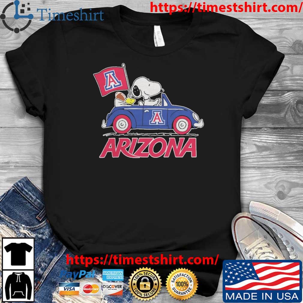 Peanuts Snoopy And Woodstock Arizona Wildcats On Car 2023 t-shirt