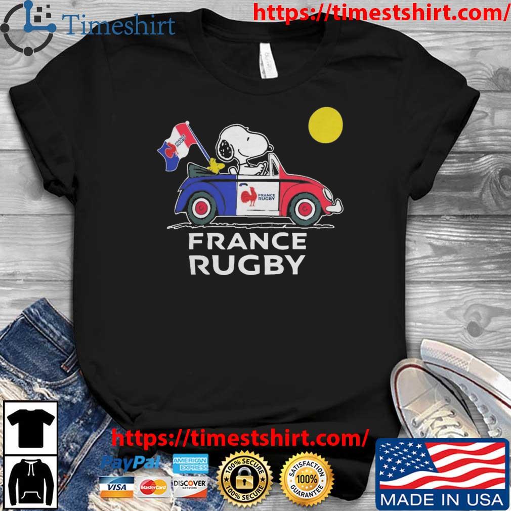 Peanuts Snoopy And Woodstock France Rugby On Car 2023 t-shirt