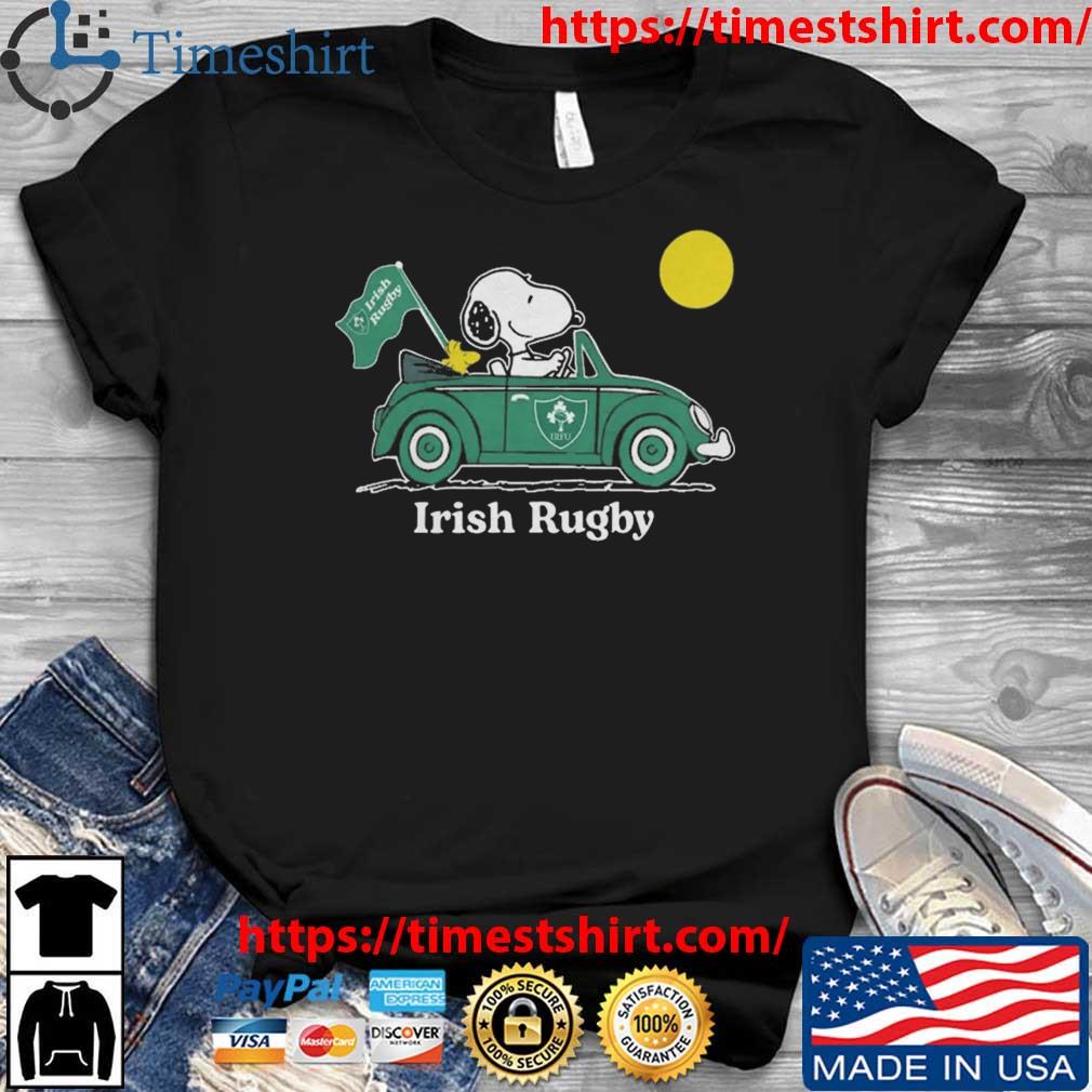 Peanuts Snoopy And Woodstock Irish Rugby On Car 2023 t-shirt