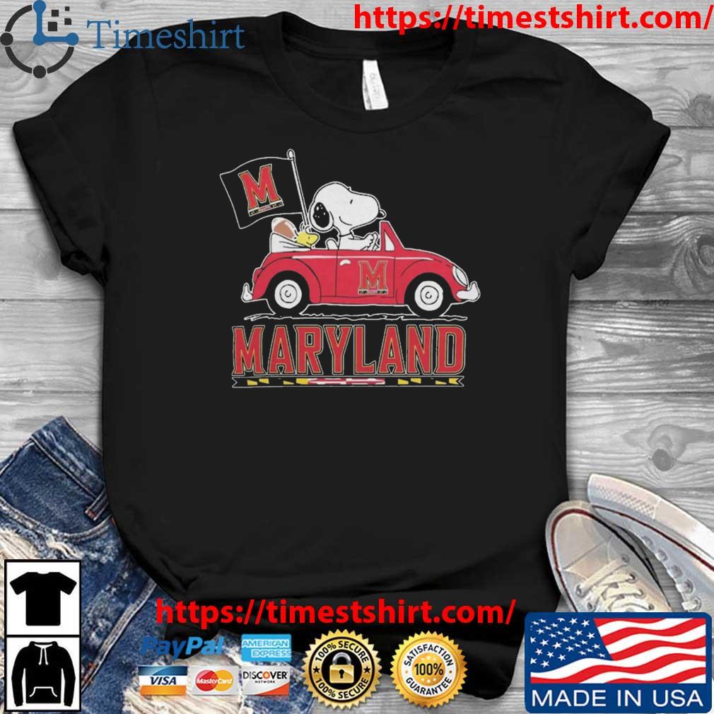 Peanuts Snoopy And Woodstock Maryland Terrapins On Car Logo 2023 t-shirt