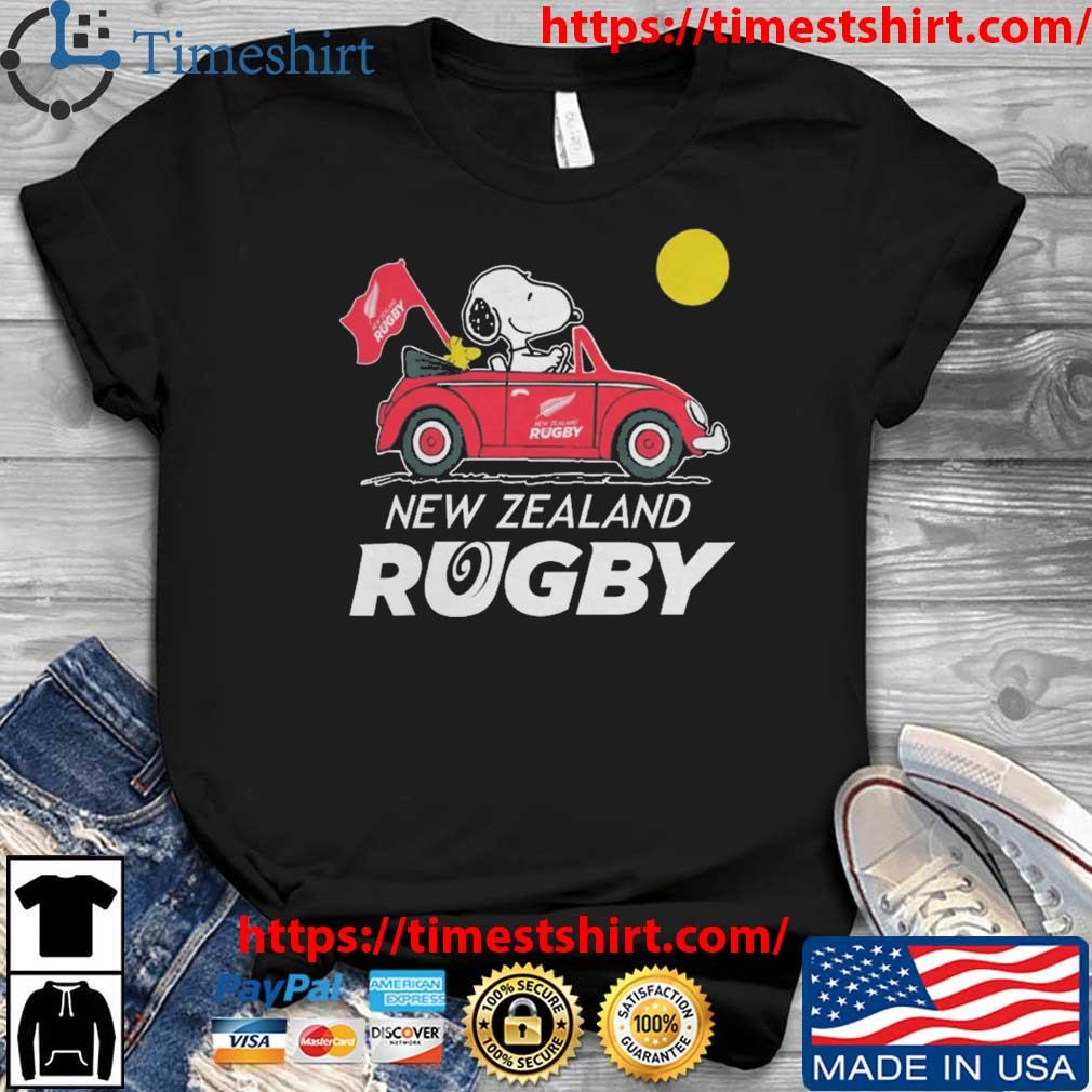 Peanuts Snoopy And Woodstock New Zealand Rugby On Car 2023 t-shirt