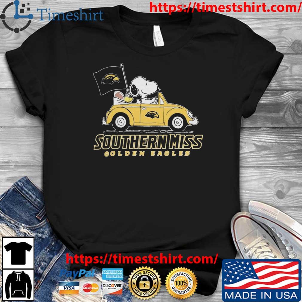 Peanuts Snoopy And Woodstock Southern Miss Golden Eagles On Car 2023 t-shirt