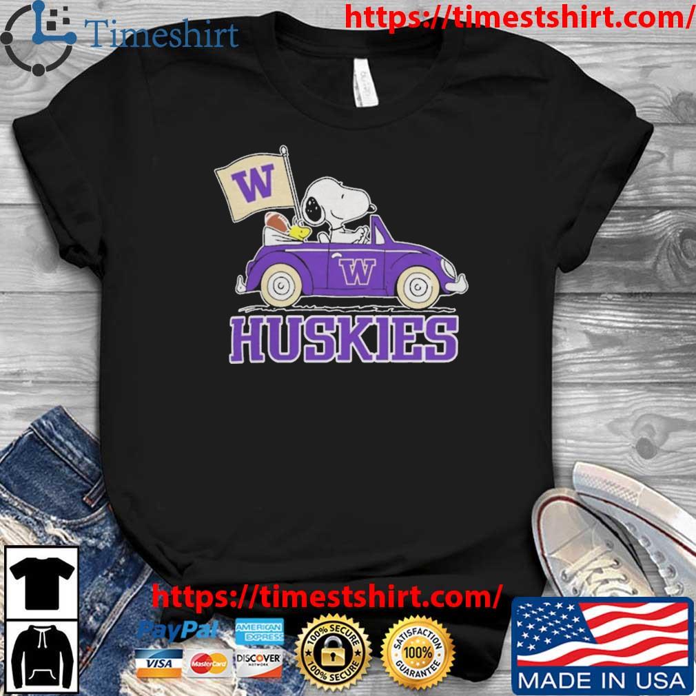 Peanuts Snoopy And Woodstock Washington Huskies On Car 2023 t-shirt