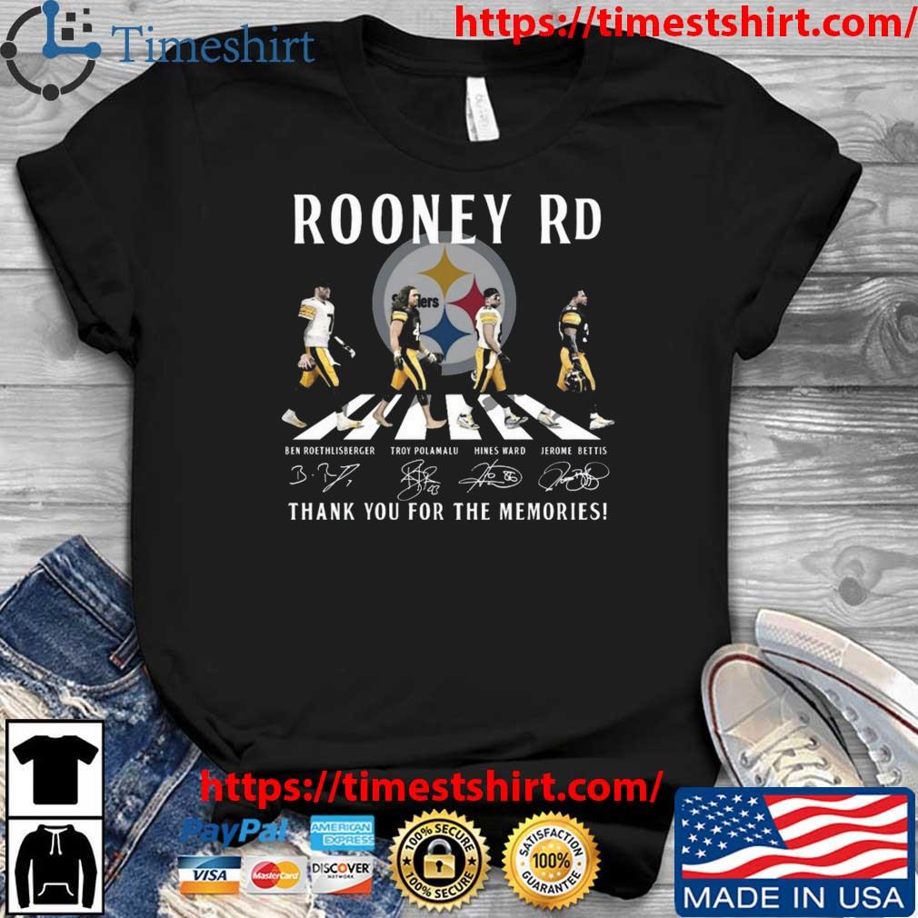 Pittsburgh Steelers Rooney Rd Abbey Road Thank You For The Memories Signatures t-shirt