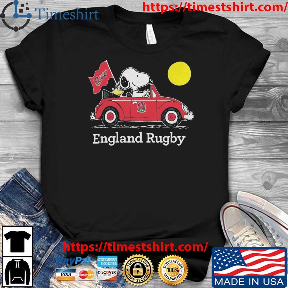 Snoopy And Woodstock Driving Car England Rugby 2023 t-shirt