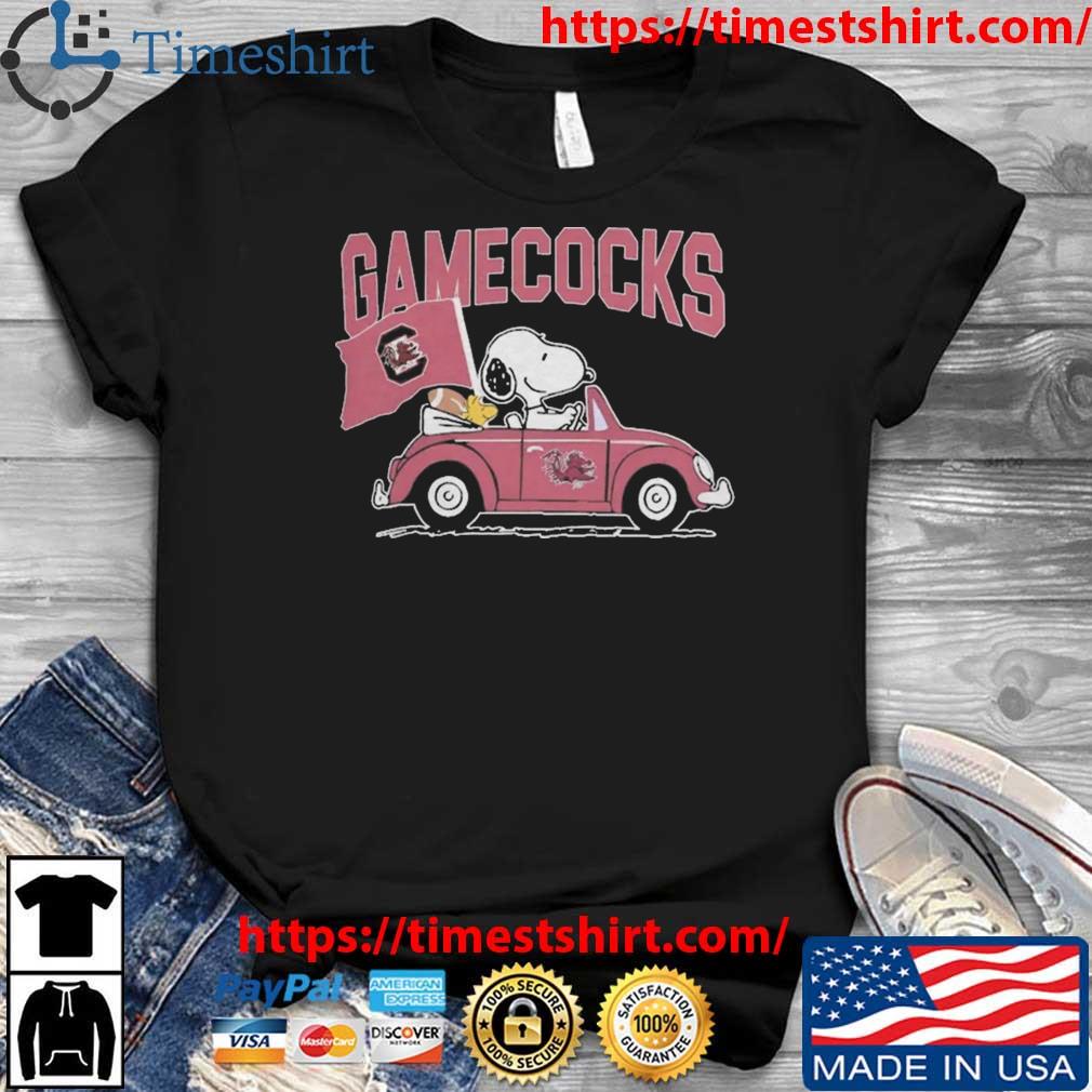 South Carolina Gamecocks Peanuts Snoopy And Woodstock Drive Car t-shirt