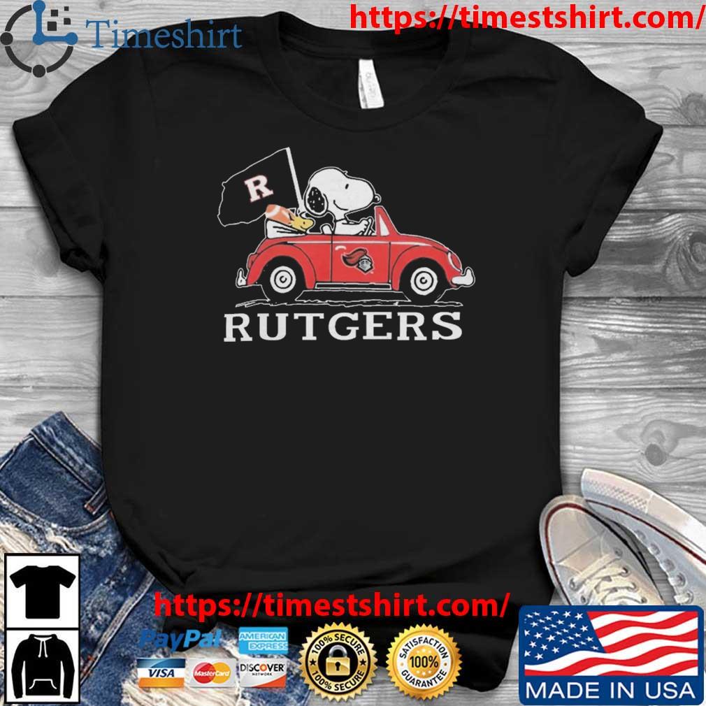 The Peanuts Snoopy And Woodstock On Car Rutgers Football 2023 t-shirt