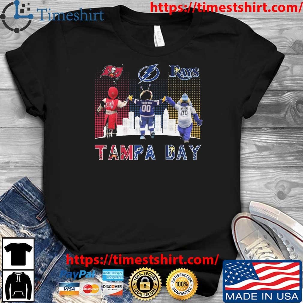 Tampa Bay Sport Teams Skyline Mascot Tampa Bay Buccaneers Tampa Bay Lightning And Tampa Bay Rays t-shirt