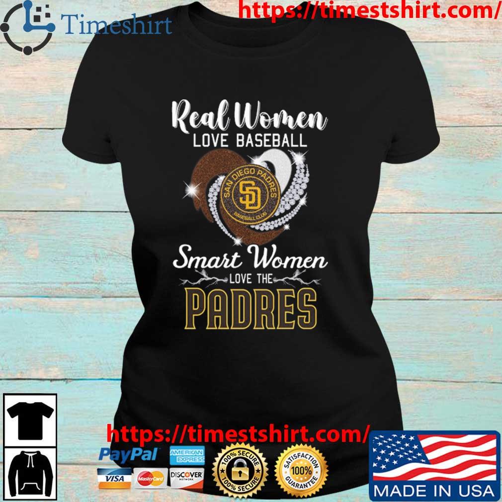 Official real Women Love Baseball Smart Women Love The San Diego Padres  Diamond Heart T-Shirts, hoodie, tank top, sweater and long sleeve t-shirt