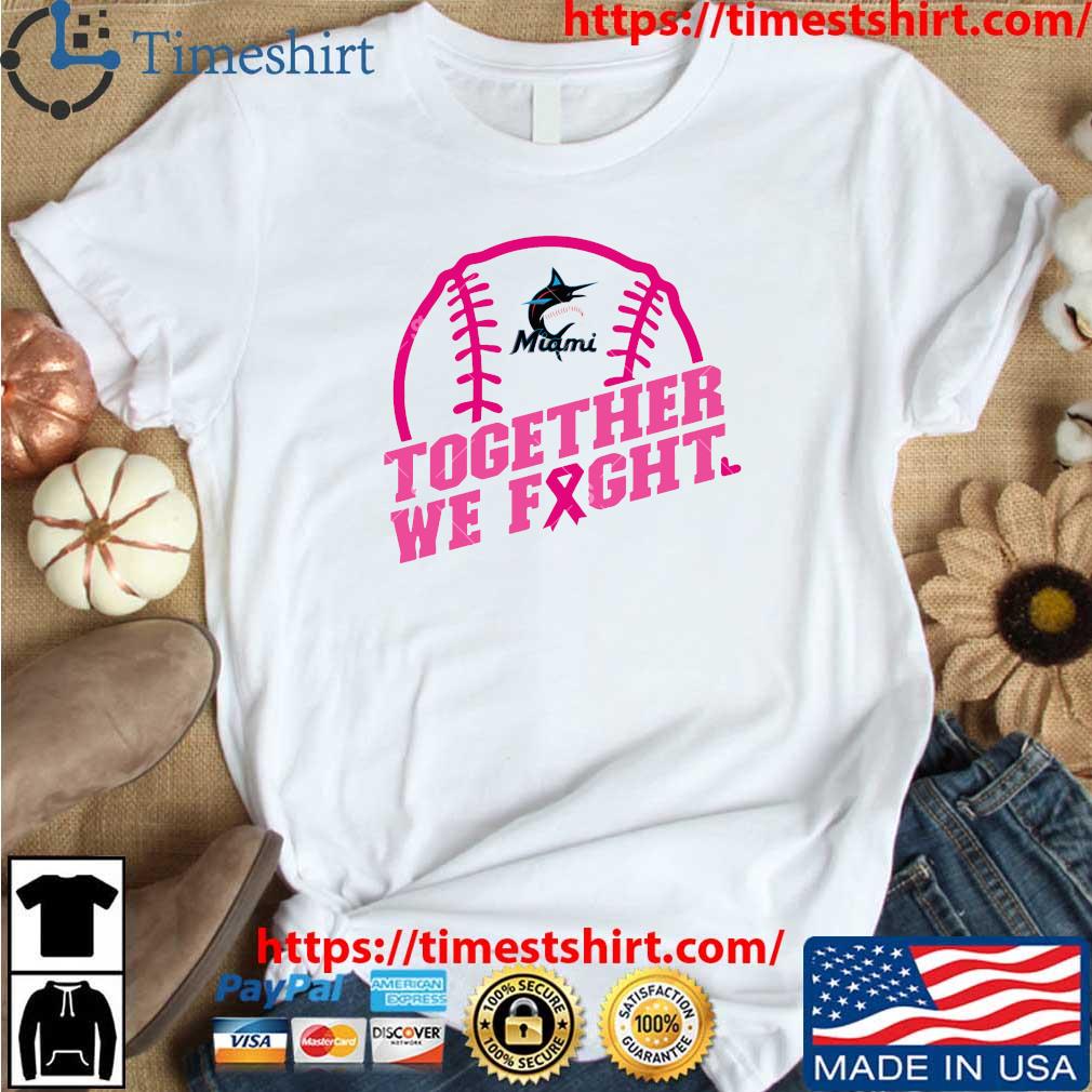 Official Miami Marlins Baseball Team Pink Ribbon Together We Fight 2023  Shirt - CraftedstylesCotton