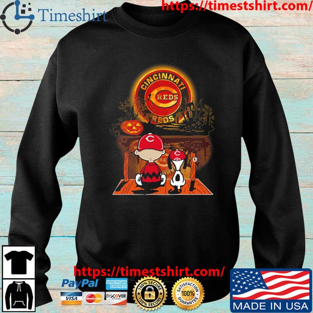 Cincinnati Reds Peanuts Snoopy and Charlie Browns Watching Halloween Shirt,  hoodie, sweater, long sleeve and tank top