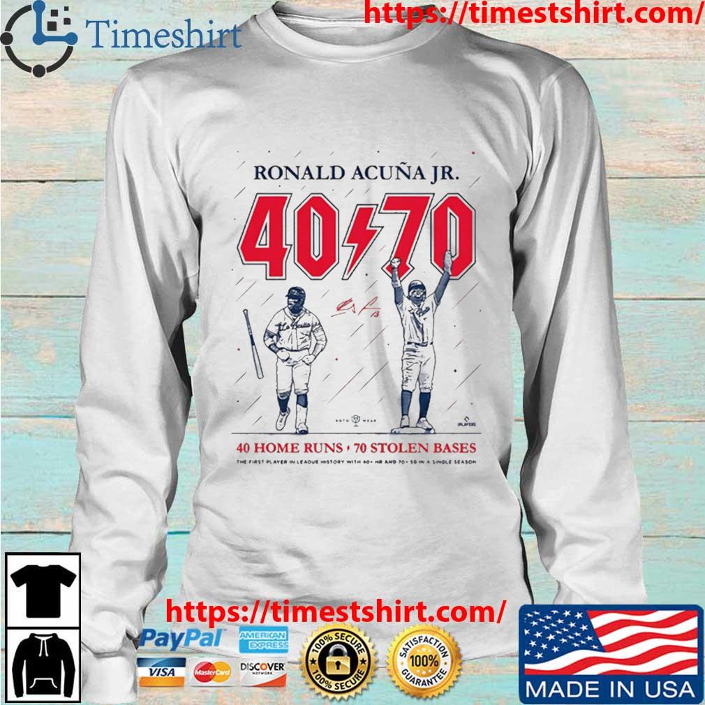 Ronald Acuña Jr 40 70 40 Home Runs 70 Stolen Bases T-shirt,Sweater, Hoodie,  And Long Sleeved, Ladies, Tank Top