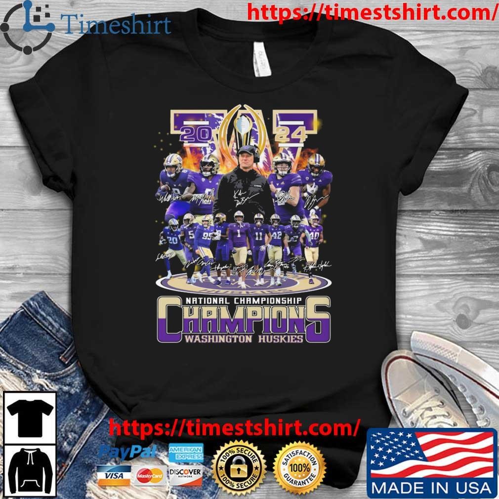 Official Official Washington Huskies College Football 2024 National Championships Champions Signatures Shirt