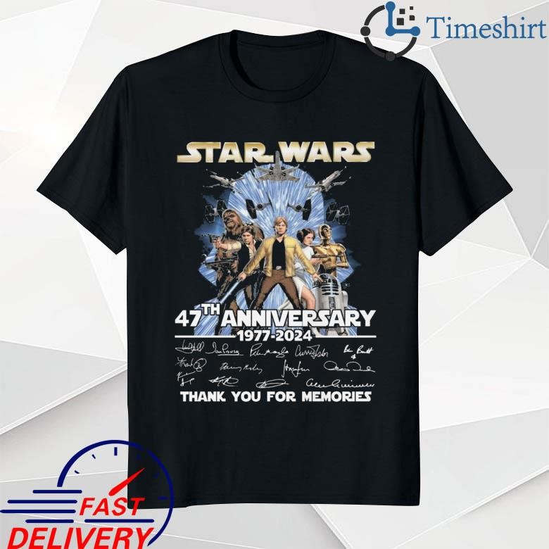 Official Star Wars 47th Anniversary 1977-2024 Thank You For Memories Signatures T-shirt