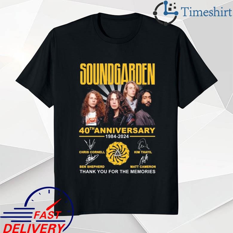 Original Soundgarden 40th Anniversary 1984-2024 Thank You For The Memories Signatures T-shirt